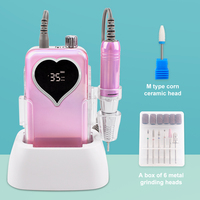 35000RPM wiertarka do paznokci maszyna do Manicure pilnik do paznokci z sercem ekran akrylowa elektryczna wiertarka do paznokci wiertarka do paznokci frez narzędzia do paznokci 1